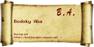 Bodoky Aba névjegykártya